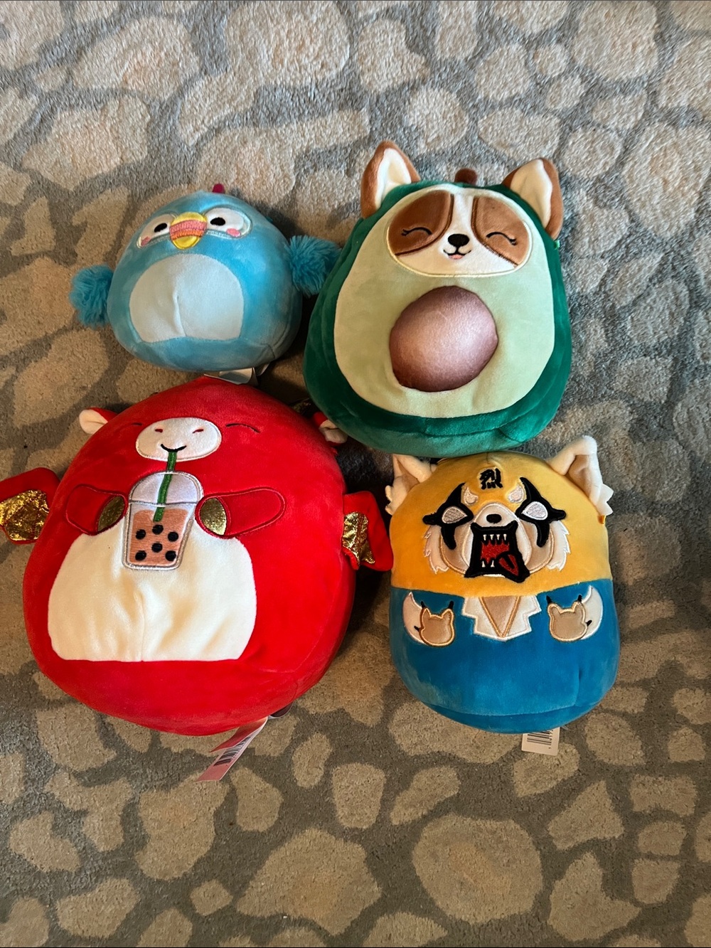 Squishmallows Plush Bundle - Red, Teal, Light Blue, Yellow
